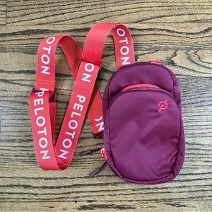 Peloton Fanny Pack Chest Belt Crossbody Bag Zip Closure Orange Red Purple